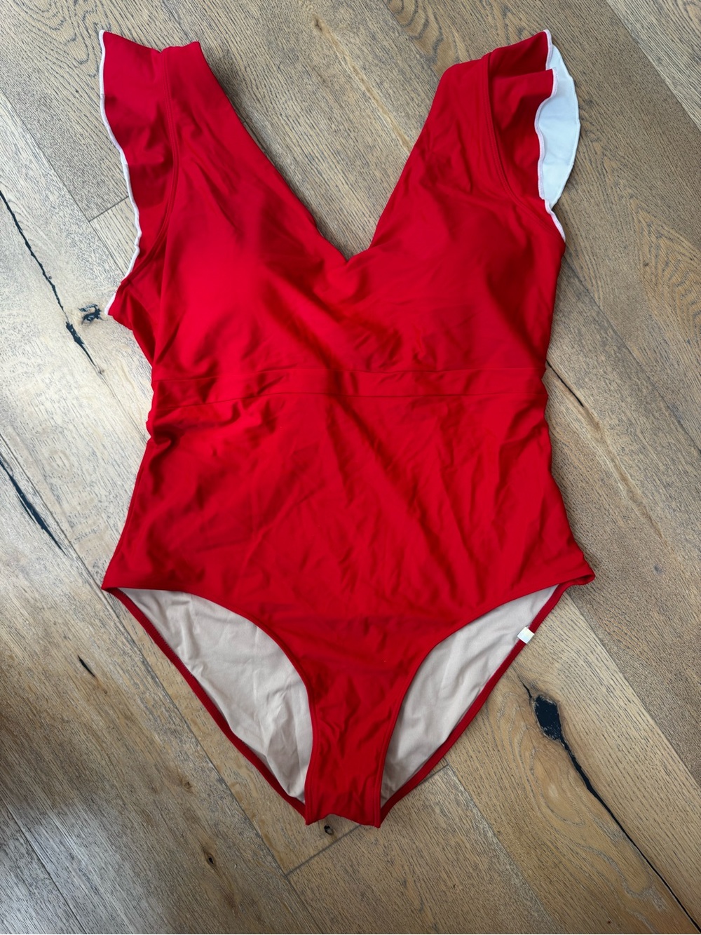 Summersalt Red One-Piece Swimsuit with Ruffle Shoulder